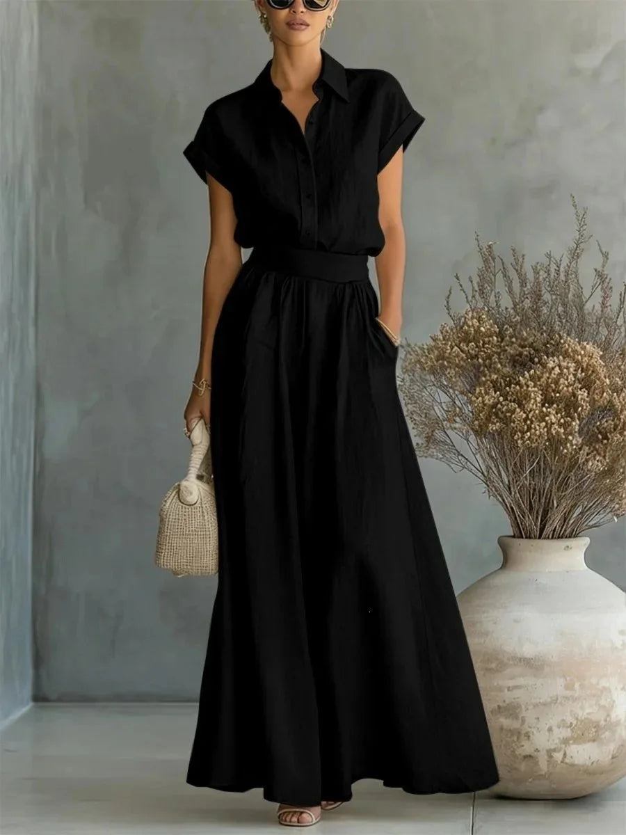 Women’s Solid Color Two-Piece Pants Set – Minimalist Relaxed Fit Co-Ord Outfit