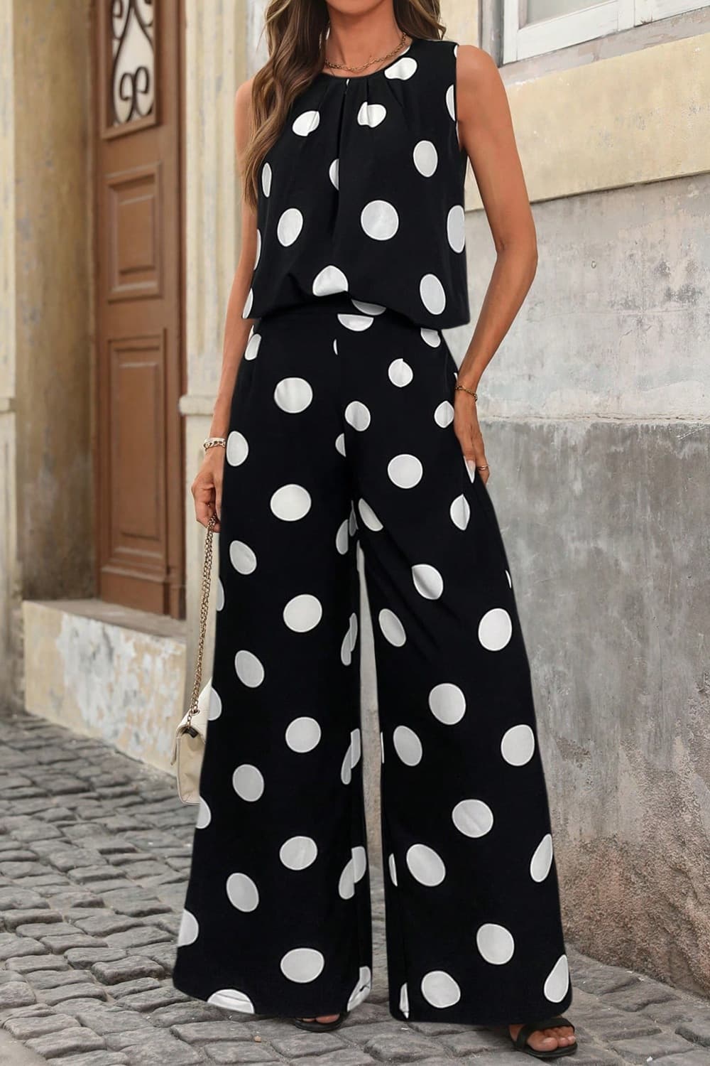 Women’s Minimalist 2-Piece Set – Lightweight Polyester Casual Top & Pants Everyday Lounge Outfit