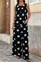Women’s Minimalist 2-Piece Set – Lightweight Polyester Casual Top & Pants Everyday Lounge Outfit