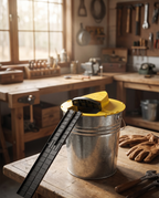 Bucket lid mouse trap in a garage, lifestyle