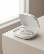 Removable moldable dental veneers in case, product photo